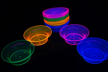 10 Ounce Neon UV Blacklight Reactive Glow Party Bowls- 20 Count